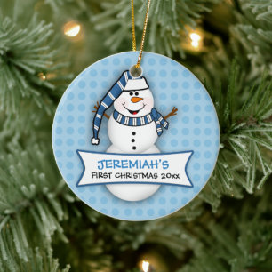 Baby's eerste kerstvakantie Snowman Ornament