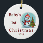 Baby's eerste kerstvakantie Snowman Ornament<br><div class="desc">Baby's eerste kerst sneeuwman kerstboom Ornament. Personaliseer met naam,  eerste en jaar.</div>