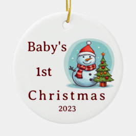 Baby's eerste kerstvakantie Snowman Ornament