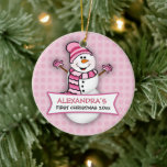 Baby's eerste kerstvakantie Snowman Ornament<br><div class="desc">Erg schattig gedenkwaardig koepel voor de eerste kerstdag van de baby!</div>