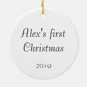 Baby's eerste kerstversiering - aangepast Baby cad Keramisch Ornament (Achterkant)