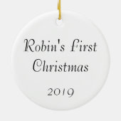 Baby's Eerste kerstversiering Aangepast versiering Keramisch Ornament (Achterkant)