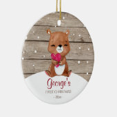 Baby's eerste kerstversiering | beer waterverf keramisch ornament (Rechts)