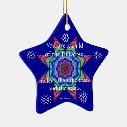 Baby's eerste kerstversiering.Desiderata.Quote.4 Keramisch Ornament (Rechts)
