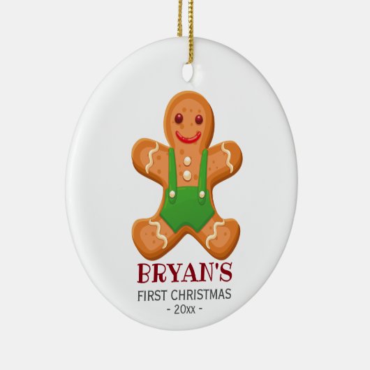 Baby's eerste kerstversiering Gingerbrood jongen Keramisch Ornament (Rechts)