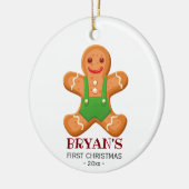 Baby's eerste kerstversiering Gingerbrood jongen Keramisch Ornament (Links)