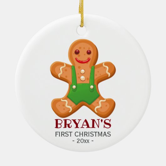 Baby's eerste kerstversiering Gingerbrood jongen Keramisch Ornament (Achterkant)