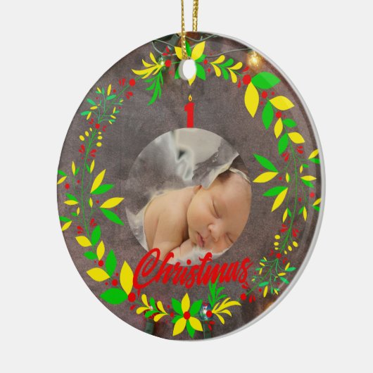 Baby's eerste kerstversiering keramisch ornament (Links)
