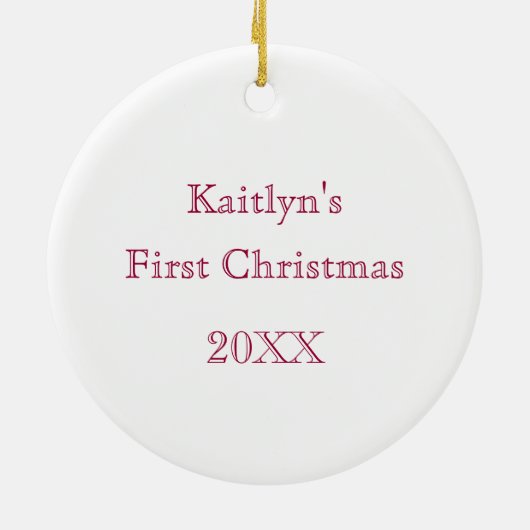 Baby's eerste kerstversiering keramisch ornament (Achterkant)