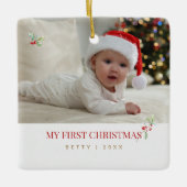 Baby's Eerste Kerstversiering Keramisch Ornament (Voorkant)