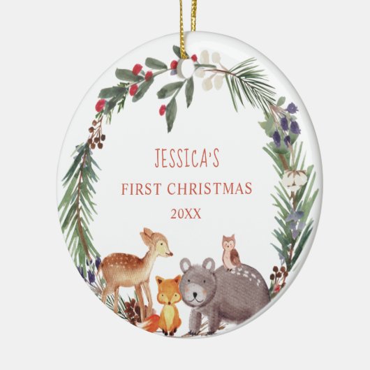 Baby's eerste kerstversiering keramisch ornament (Links)