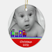 Baby's eerste kerstversiering keramisch ornament (Links)