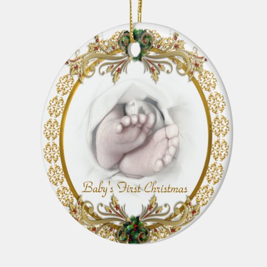 Baby's eerste kerstversiering keramisch ornament (Links)