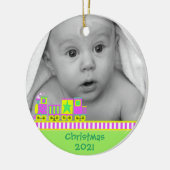 Baby's eerste kerstversiering keramisch ornament (Links)