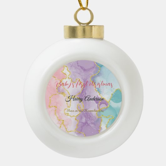 Baby's eerste kerstversiering keramische bal ornament (Voorkant)