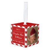 Baby's eerste kerstversiering | Kies uw kleur Kubus Ornament (Voorkant hoekig)
