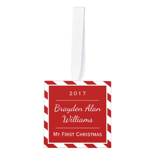 Baby's eerste kerstversiering | Kies uw kleur Kubus Ornament (Voorkant)