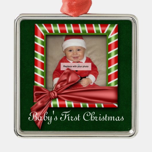 Baby's eerste kerstversiering metalen ornament (Voorkant)