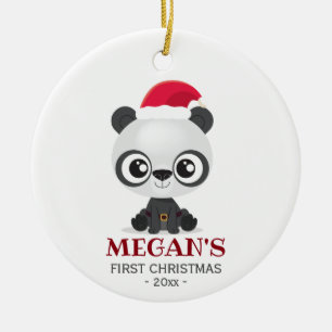 Baby's eerste kerstversiering Panda-Beer Keramisch Ornament