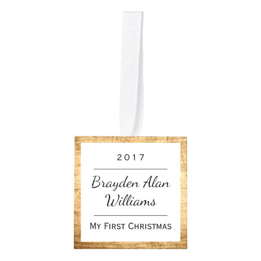 Baby's eerste kerstversiering | Rustisch hout Decoratie (Voorkant)