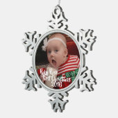 Baby's eerste kerstversiering tin sneeuwvlok ornament (Rechts)