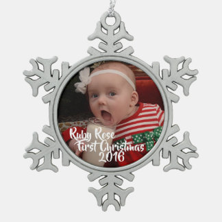 Baby's eerste kerstversiering tin sneeuwvlok ornament