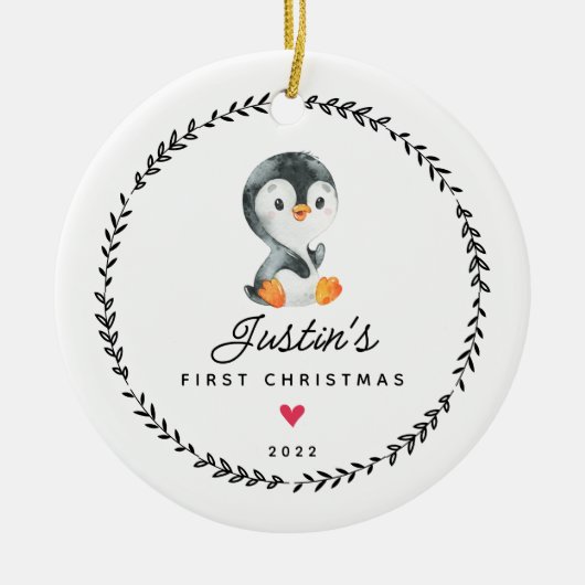 Baby's eerste kerstvierkant keramisch sieraad keramisch ornament (Voorkant)