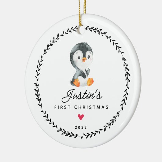 Baby's eerste kerstvierkant keramisch sieraad ornament (Links)