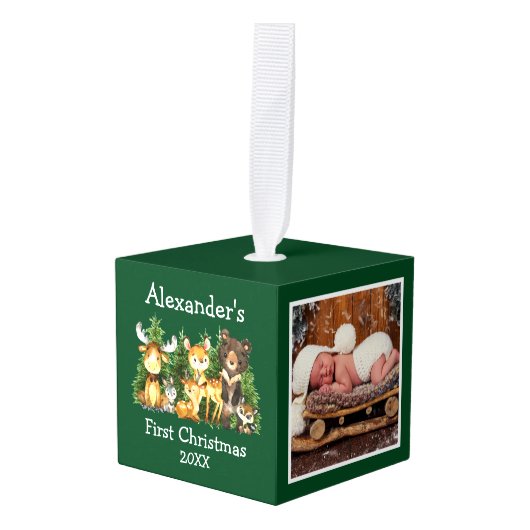 Baby's eerste kerstvietjes Deer Foto Decoratie (Voorkant hoekig)