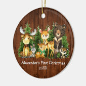 Baby's eerste kerstvietjes Der Green Bow Keramisch Ornament (Links)