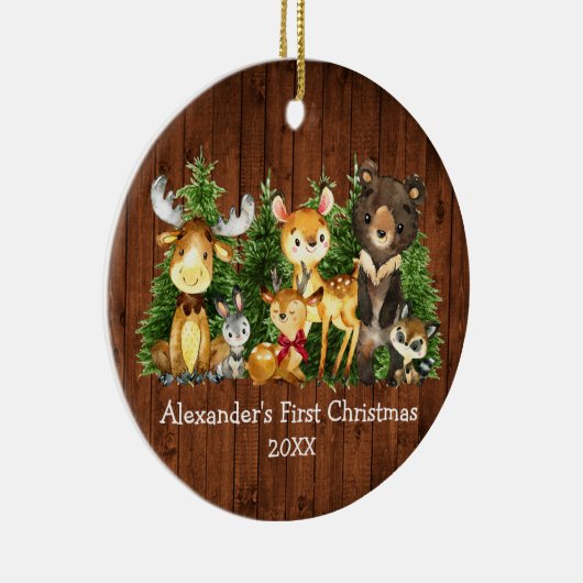 Baby's eerste kerstvietjes Der Red Bow Keramisch Ornament (Rechts)