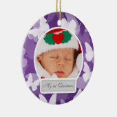 Baby's eerste kerstvlinder Paars Keramisch Ornament (Rechts)