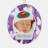 Baby's eerste kerstvlinder Paars Keramisch Ornament (Links)