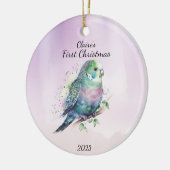 Baby's eerste Kerstvogel gepersonaliseerd Keramisch Ornament (Links)