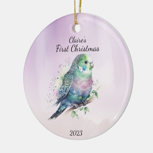 Baby's eerste Kerstvogel gepersonaliseerd Keramisch Ornament (Links)