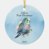 Baby's eerste Kerstvogel gepersonaliseerd Keramisch Ornament (Voorkant)