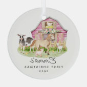 Baby's eerste kerstvrienden Boerderij Glas Ornament (Achterkant)