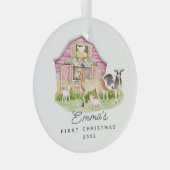 Baby's eerste kerstvrienden Boerderij Glas Ornament (Voorkant Rechts)