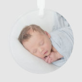 Baby's eerste leuke, groene kerstfoto met streep ornament (achterkant)