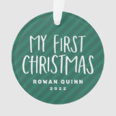 Baby's eerste leuke, groene kerstfoto met streep ornament (voorkant)