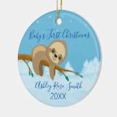 Baby's eerste leuke kerstwinter keramisch ornament (Links)