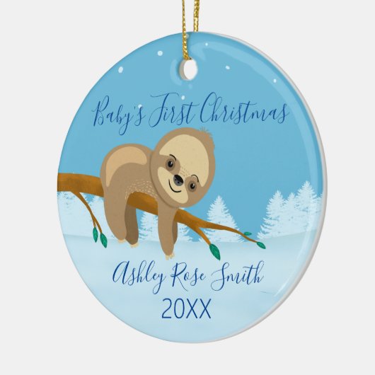 Baby's eerste leuke kerstwinter keramisch ornament (Links)