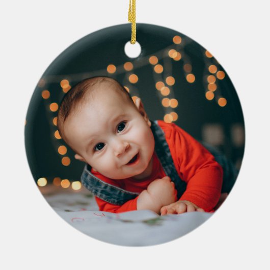 Baby's eerste leuke regenboog kerstverlichting keramisch ornament (Achterkant)