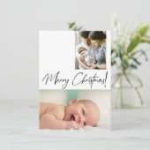 Baby's eerste Merry Christmas Custom Foto Geboorte Feestdagenkaart (Staand voorkant)