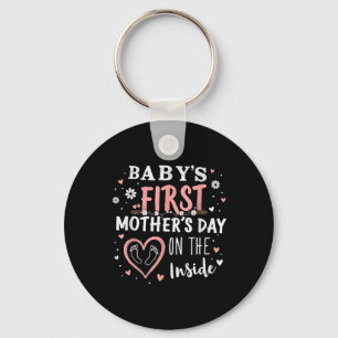 Baby's eerste Moederdag op de binnenkant zwangere Sleutelhanger