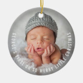 Baby's Eerste O Zalig kerstfeest 2 Foto Keramisch Ornament (Voorkant)