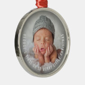 Baby's eerste O zo vrolijk kerstfoto Metalen Ornament (Rechts)
