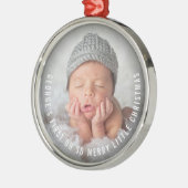 Baby's eerste O zo vrolijk kerstfoto Metalen Ornament (Links)