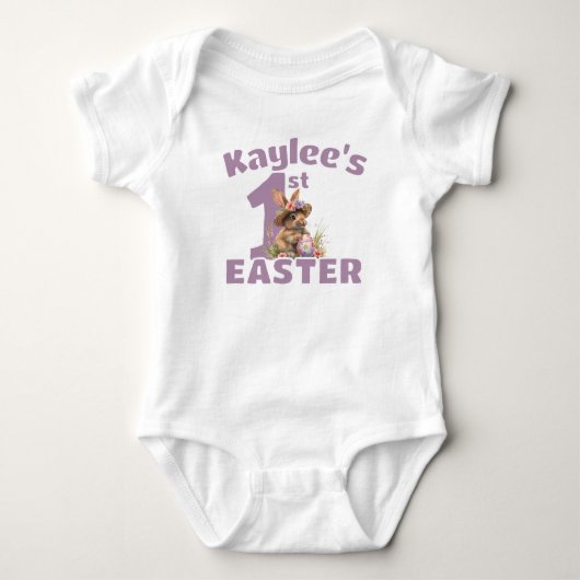 Baby's eerste paashaas eieren gepersonaliseerd romper (Voorkant)