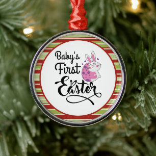 Baby's eerste Paashaas en -ei Metalen Ornament